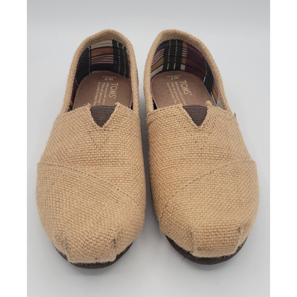 TOMS Womens Alpargatas Classic Burlap Natural Slip On Shoes Beige Size 7